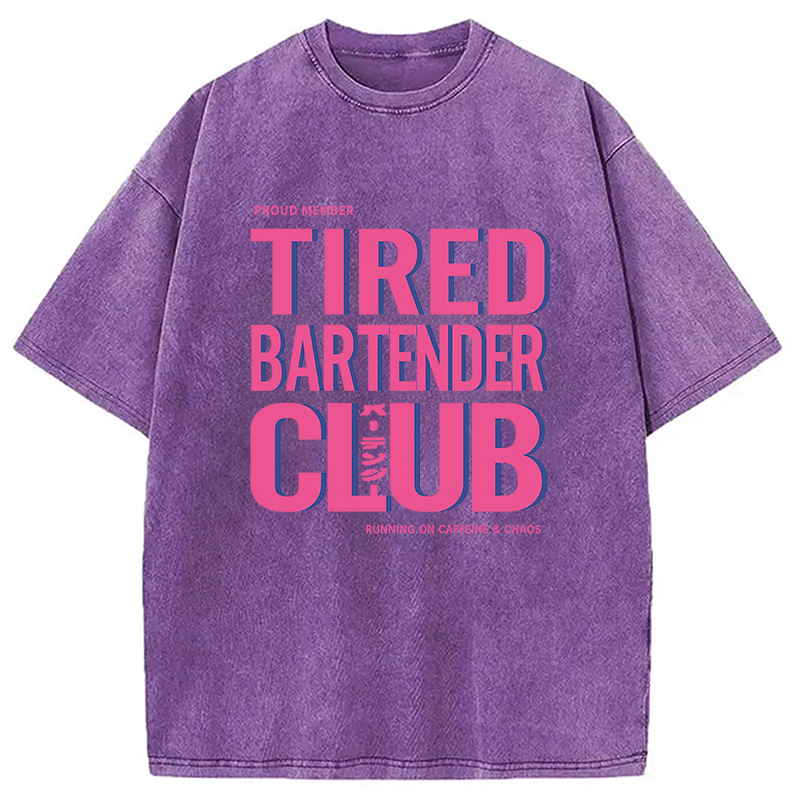 Tokyocanvas Tired Bartender Club Japanese Katakana Vintage Washed T-Sh