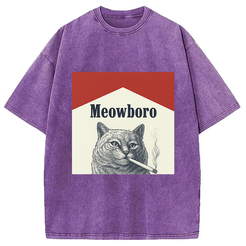 Tokyocanvas Marlboro Cat Smoking Meme Washed T-Shirt