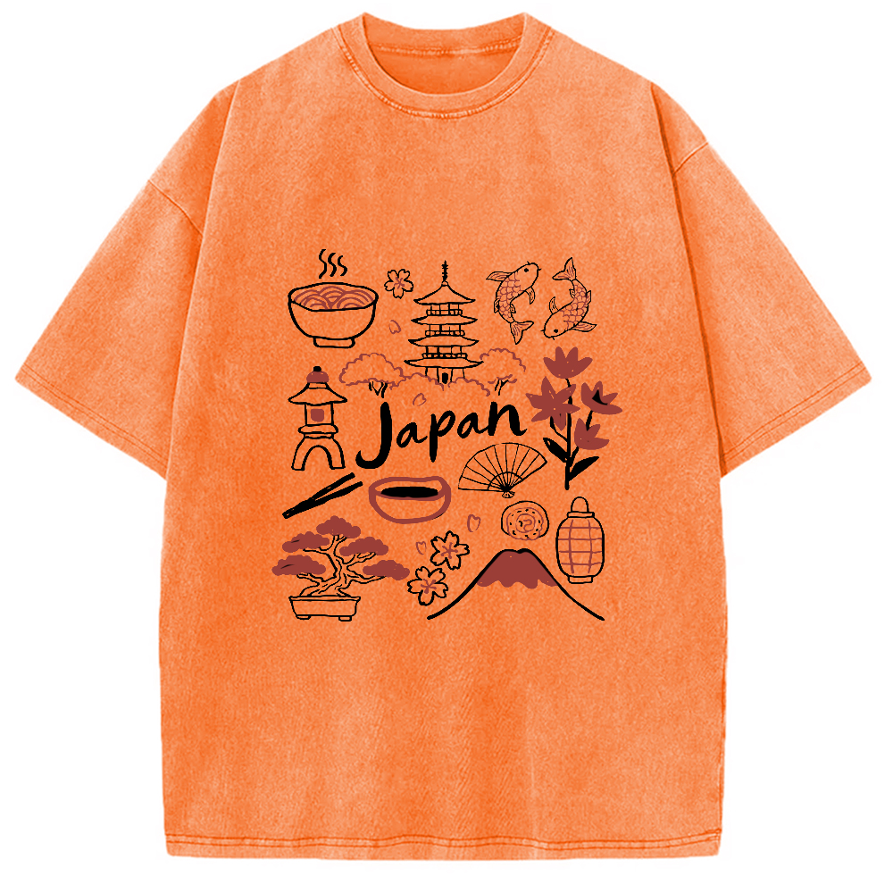 Tokyocanvas Japanese Cultural Elements Vintage Washed T-Shirt