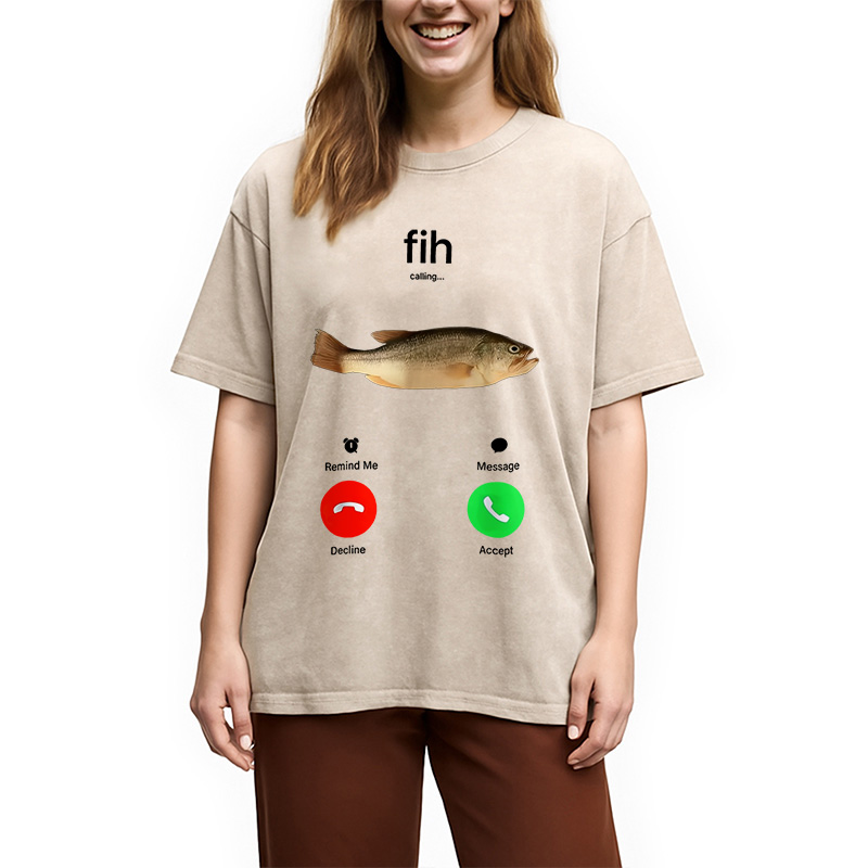 Tokyocanvas Fih Incoming Call Meme Washed T-Shirt