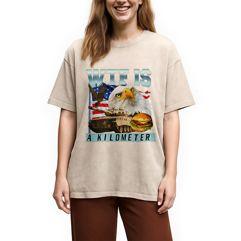 Tokyocanvas WTF Is A Kilometer Meme Washed T-Shirt