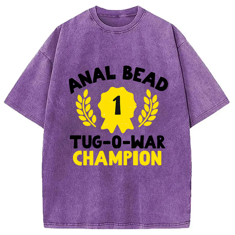 Tokyocanvas Bead Tug O War Champion Funny Washed T-Shirt