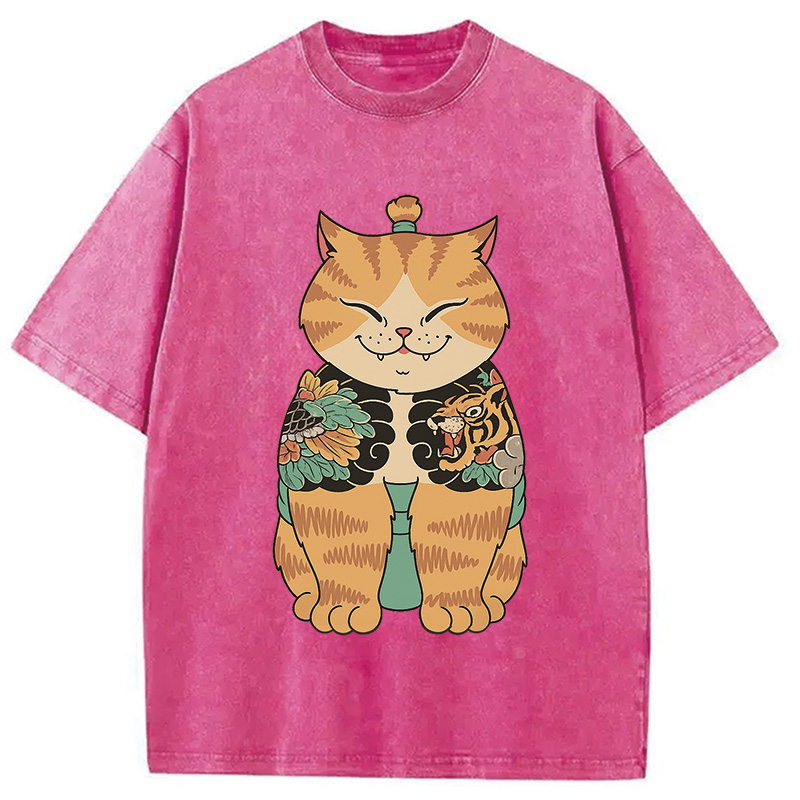Tokyocanvas Cat Sumo Washed T-Shirt