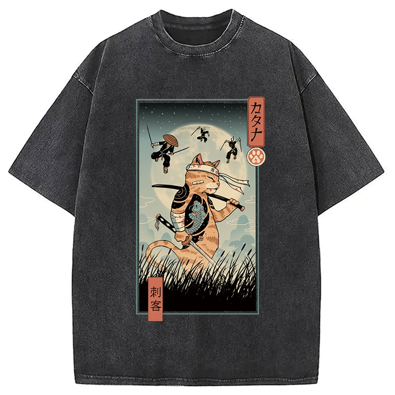 Tokyocanvas Catana the Last Warrior Ukiyo-e Washed T-Shirt