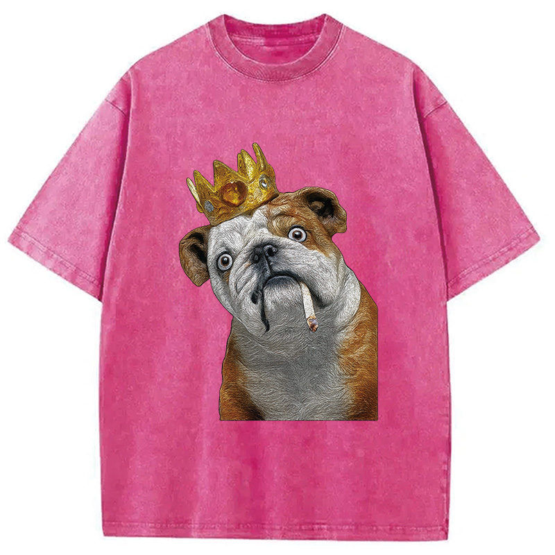 Tokyocanvas King Dog Smoking Washed T-Shirt