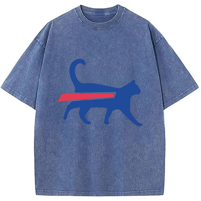 Tokyocanvas Cat-Bills is Buffalo Bills Funny Meme Washed T-Shirt