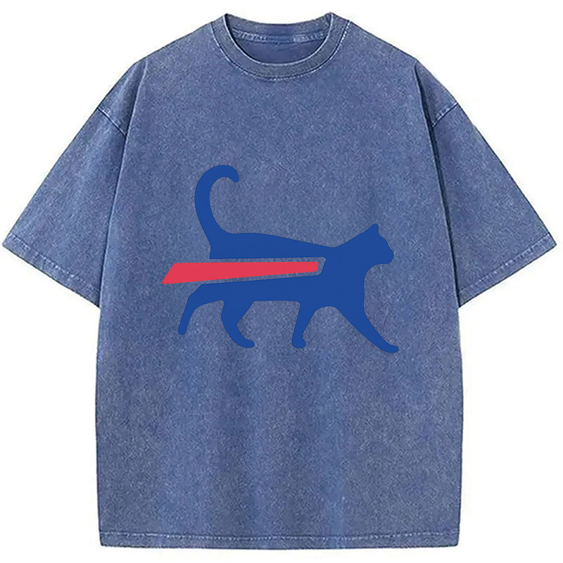 Tokyocanvas Cat-Bills is Buffalo Bills Funny Meme Washed T-Shirt