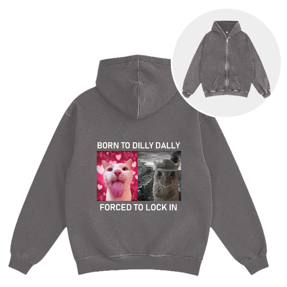 Tokyocanvas Born To Dilly Dally Washed Zip Hoodie