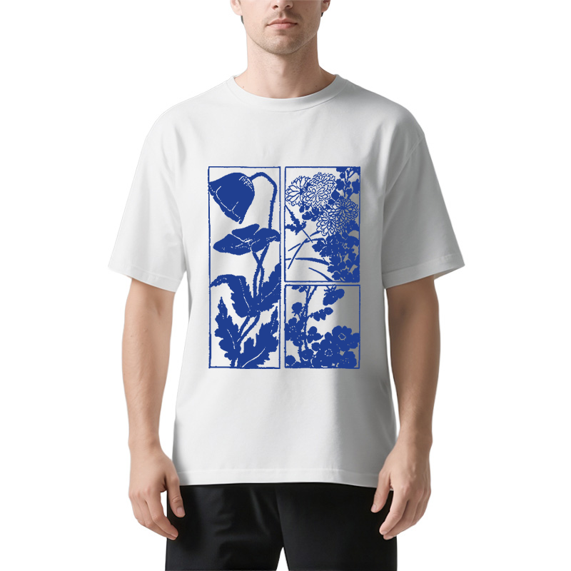 Tokyocanvas Woodcut Flowers Classic T-Shirt