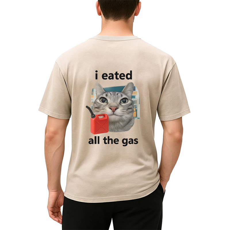 Tokyocanvas I Eated All The Gas Cat Funny Back Washed T-Shirt