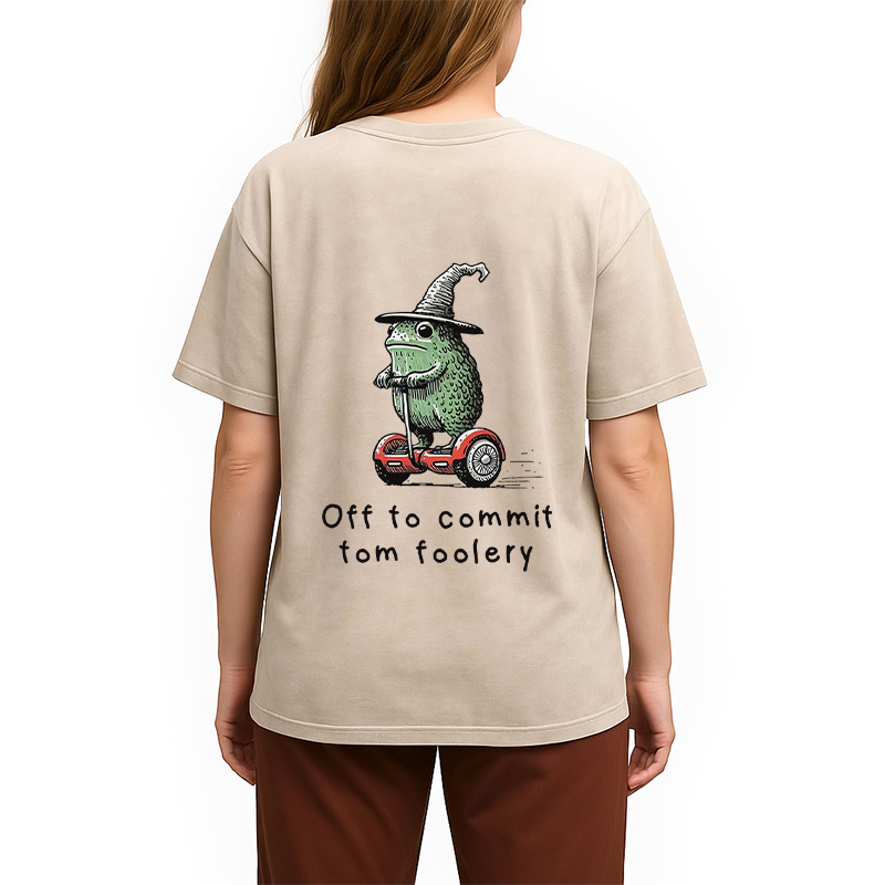 Tokyocanvas Frog Riding A Balance Scooter Back Washed T-Shirt