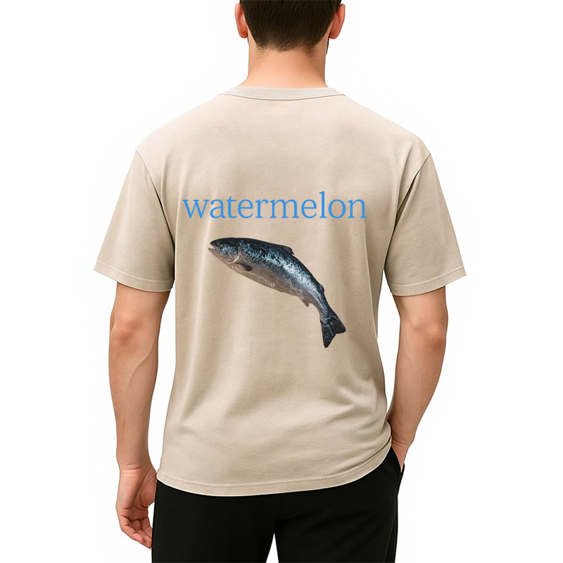 Tokyocanvas Watermelon Fish Back Washed T-Shirt