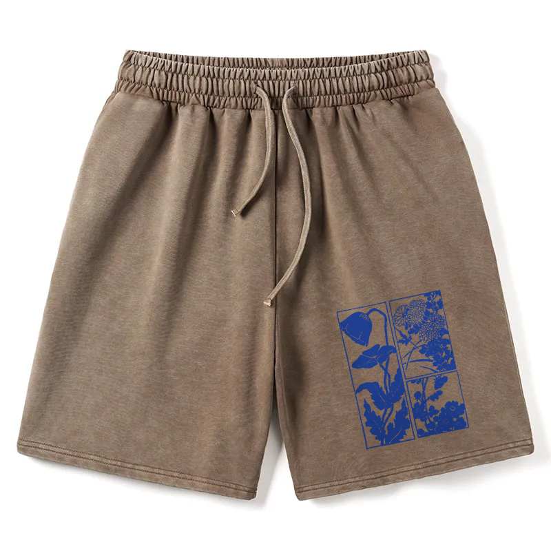 Tokyocanvas Woodcut Flowers Washed Short