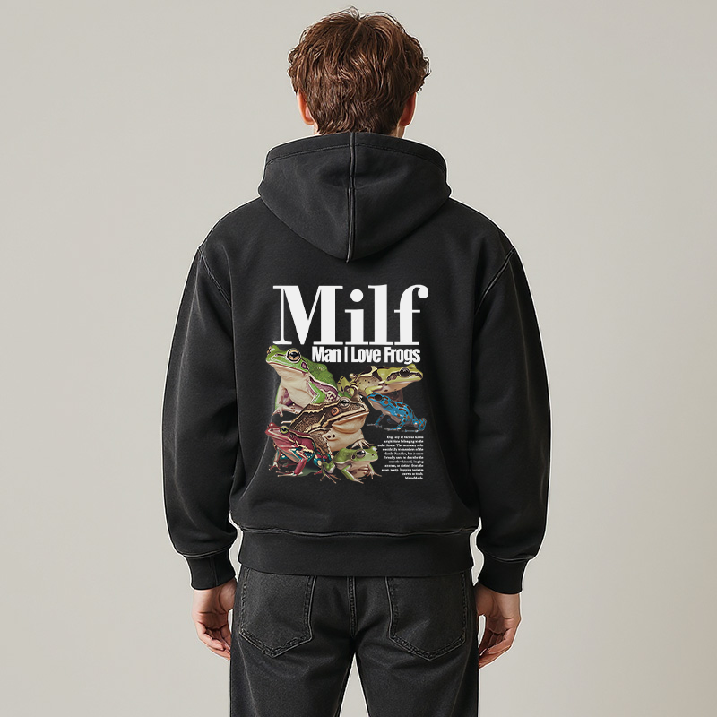 Tokyocanvas Man I Love Frogs Meme Washed Zip Hoodie