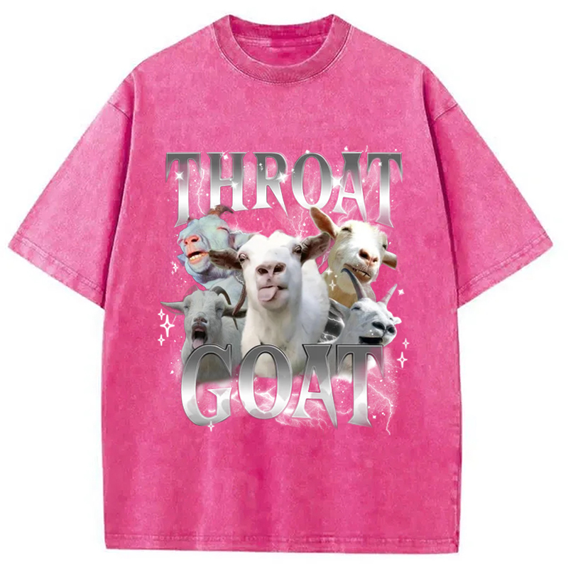 Tokyocanvas Throat Goat Funny Meme Washed T-Shirt