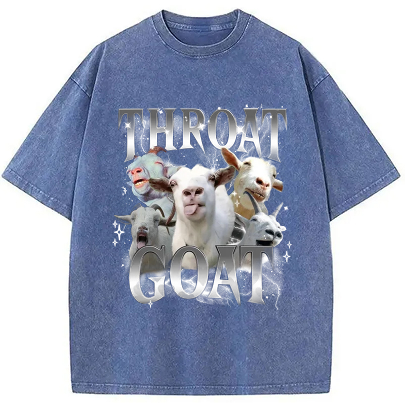 Tokyocanvas Throat Goat Funny Meme Washed T-Shirt