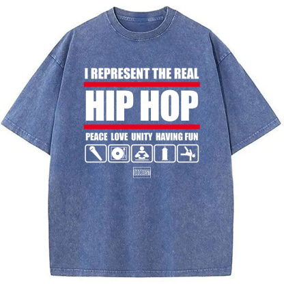 Tokyocanvas I Represent Real Hip-hop Washed T-Shirt