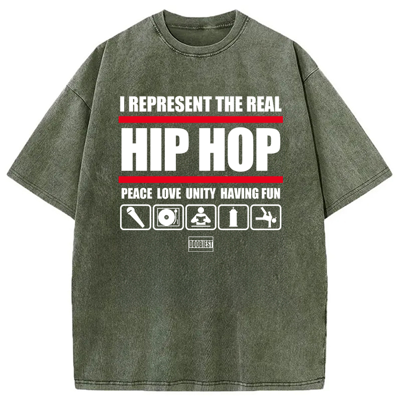 Tokyocanvas I Represent Real Hip-hop Washed T-Shirt
