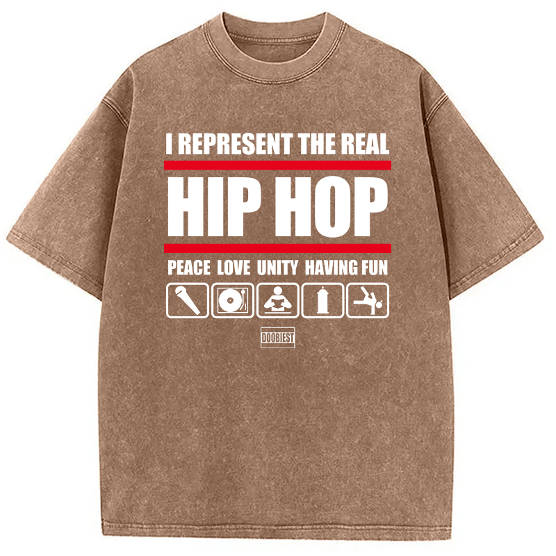 Tokyocanvas I Represent Real Hip-hop Washed T-Shirt