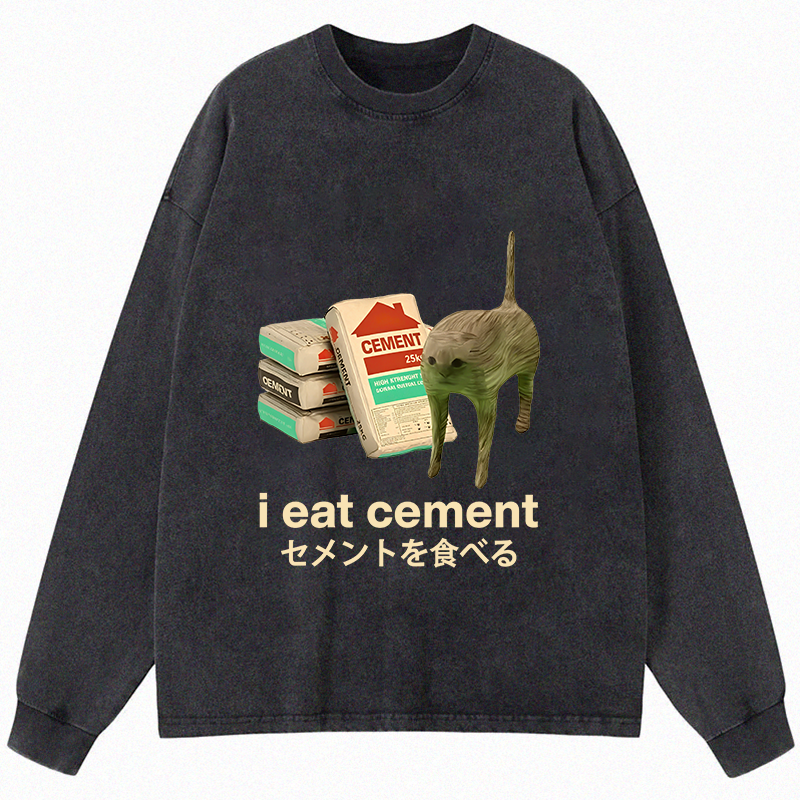 Tokyocanvas I Eat Cement Long Sleeve Washed T-Shirt