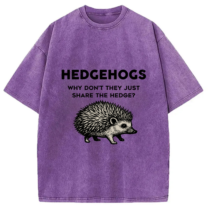Tokyocanvas Funny Hedgehog Washed T-Shirt