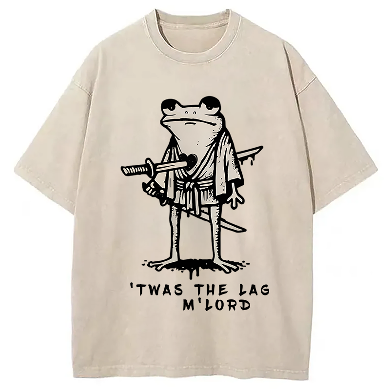 Tokyocanvas Funny Frog Samurai Washed T-Shirt