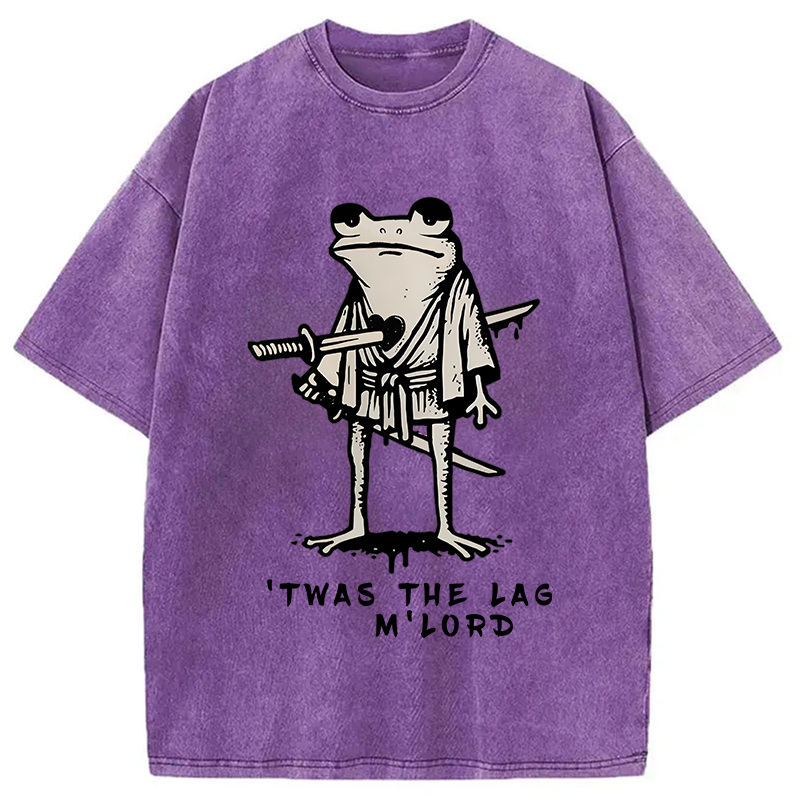 Tokyocanvas Funny Frog Samurai Washed T-Shirt