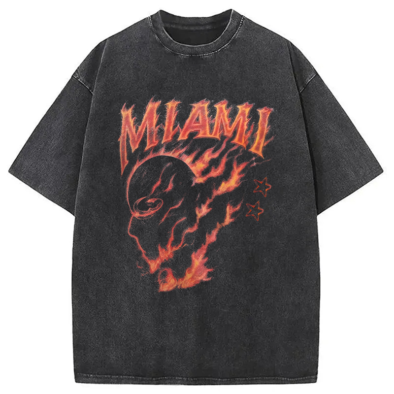 Tokyocanvas Miami Flame Ninja Washed T-Shirt