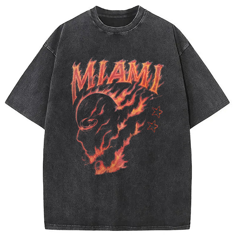 Tokyocanvas Miami Flame Ninja Washed T-Shirt