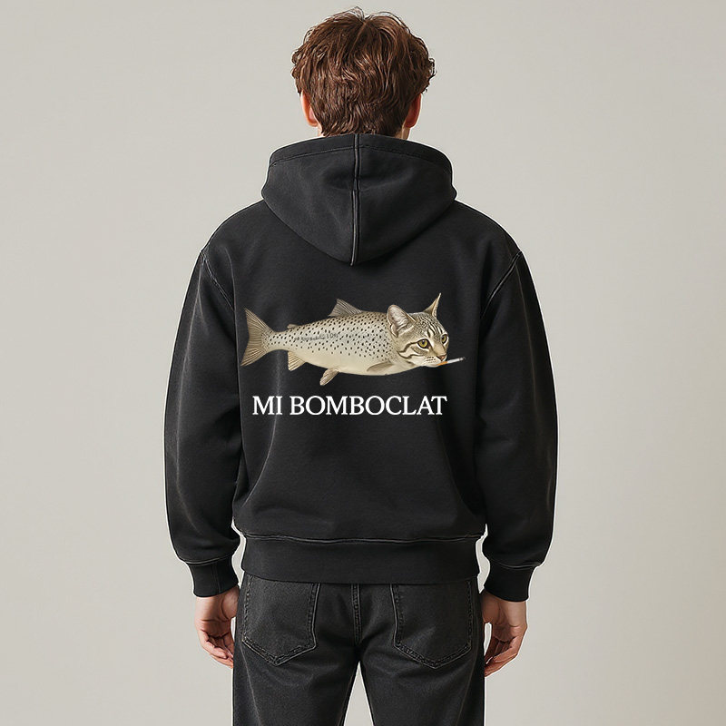 Tokyocanvas Bomboclat Fish Cat Meme Washed Zip Hoodie