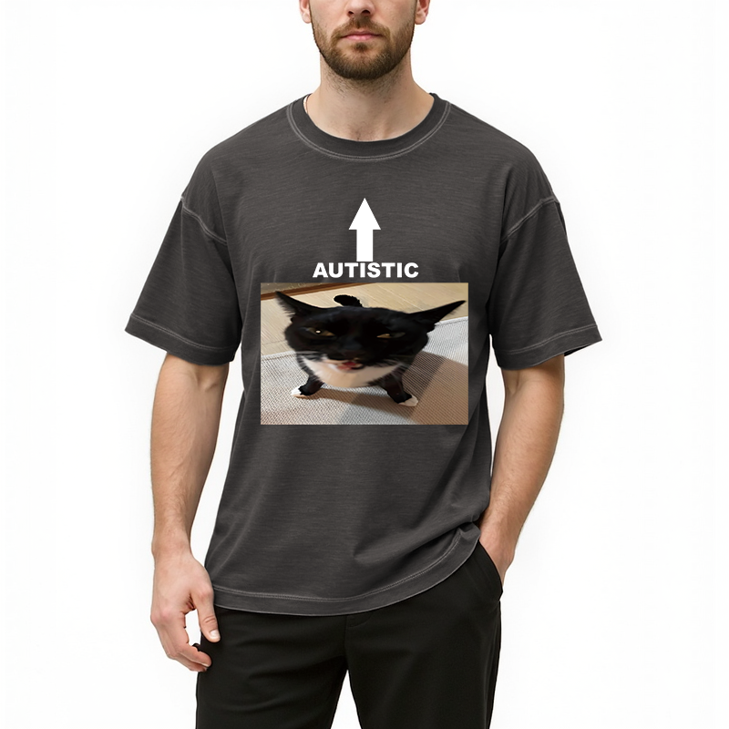 Tokyocanvas Autistic Cat Gradient Washed T-Shirt