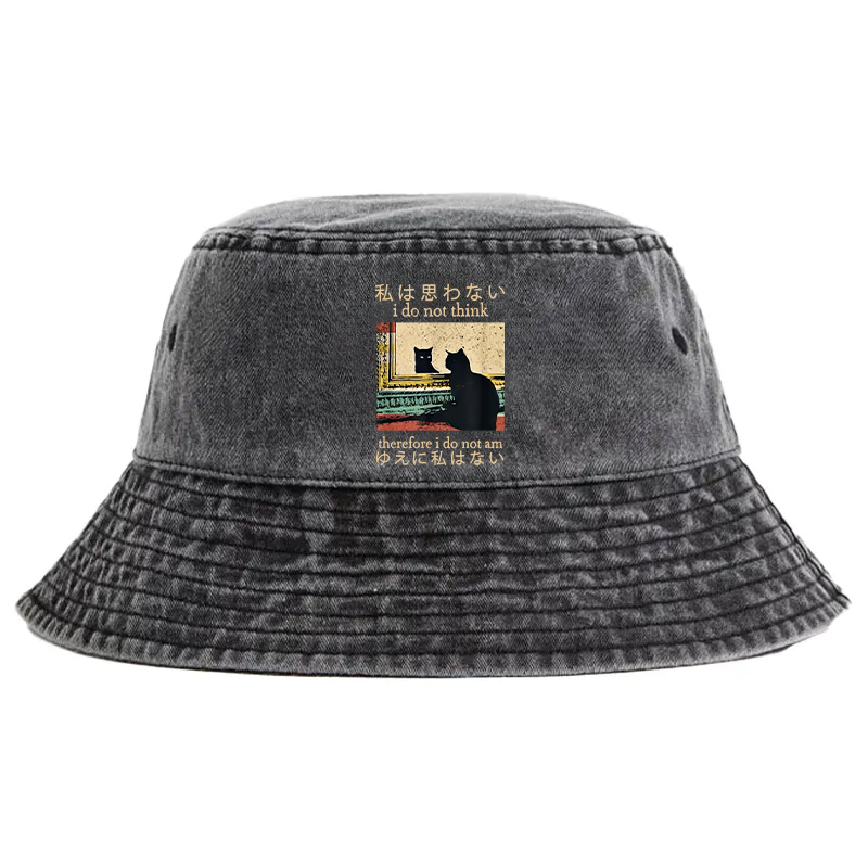 Tokyocanvas I Do Not Think Therefore I Do Not Am Washed Bucket Hat
