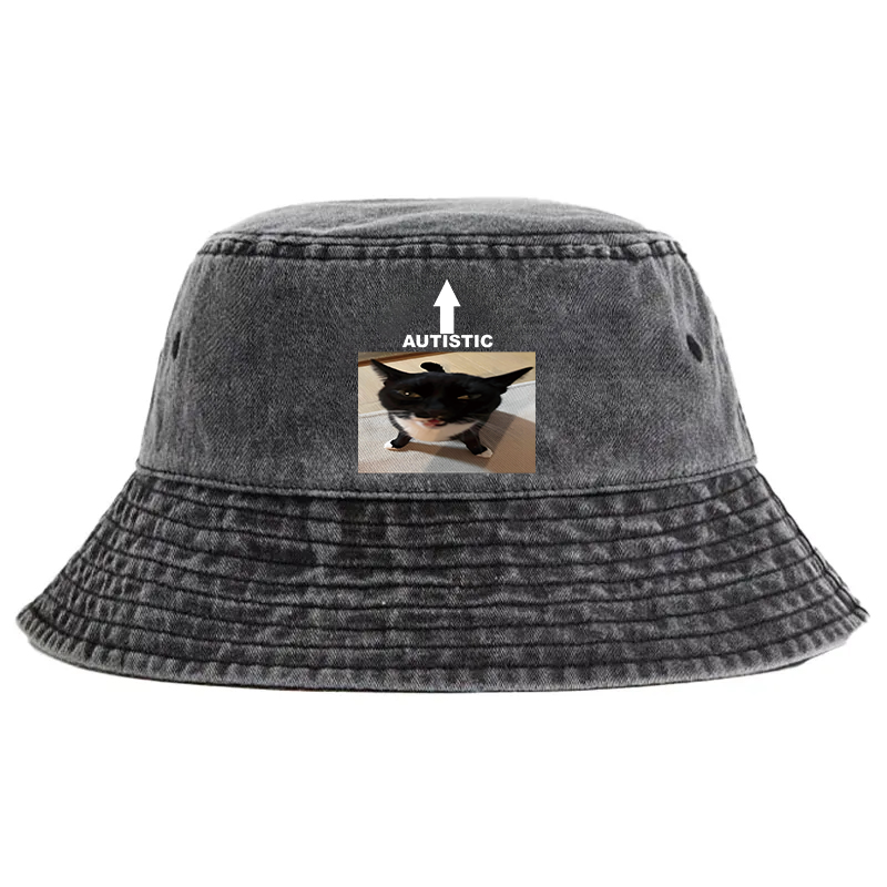 Tokyocanvas Autistic Cat Washed Bucket Hat