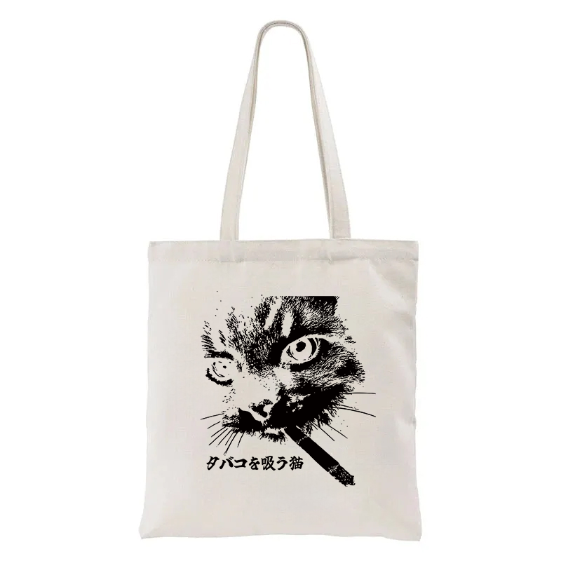 Tokyocanvas Retro Cat Smoking Tote Bag