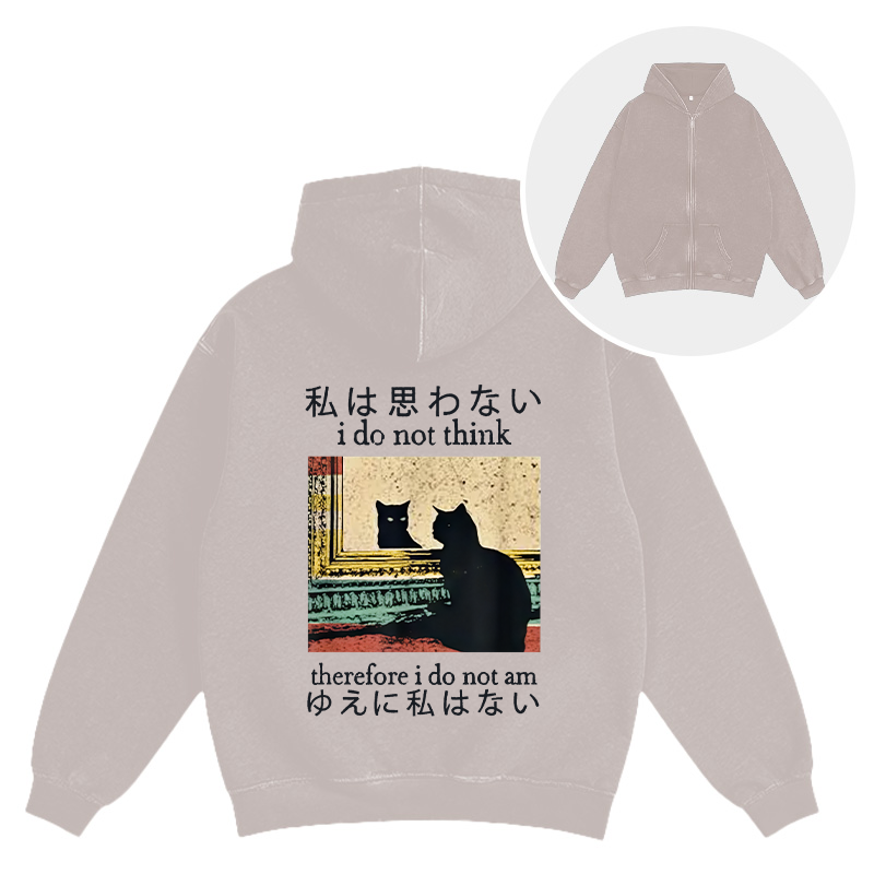 Tokyocanvas I Do Not Think Therefore I Do Not Am Washed Zip Hoodie