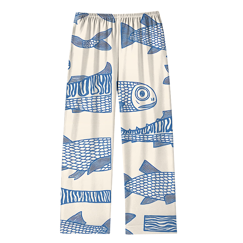 Tokyocanvas Japanese Blue Fish Pajama Set