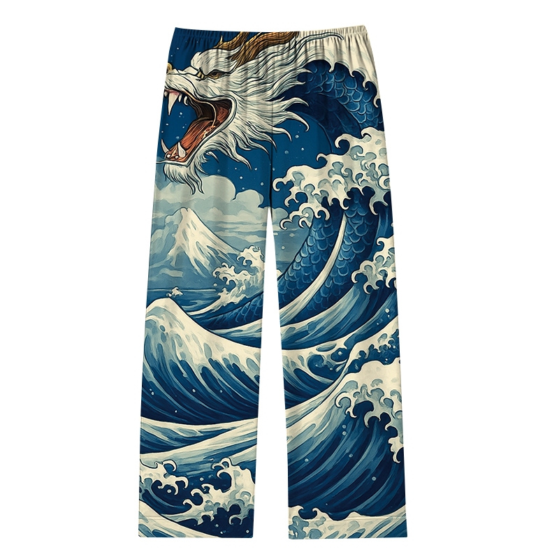 Tokyocanvas Japanese Ukiyoe Wave Dragon Pajama Set