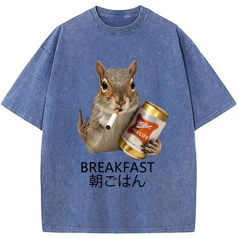 Tokyocanvas Funny Breakfast Washed T-Shirt