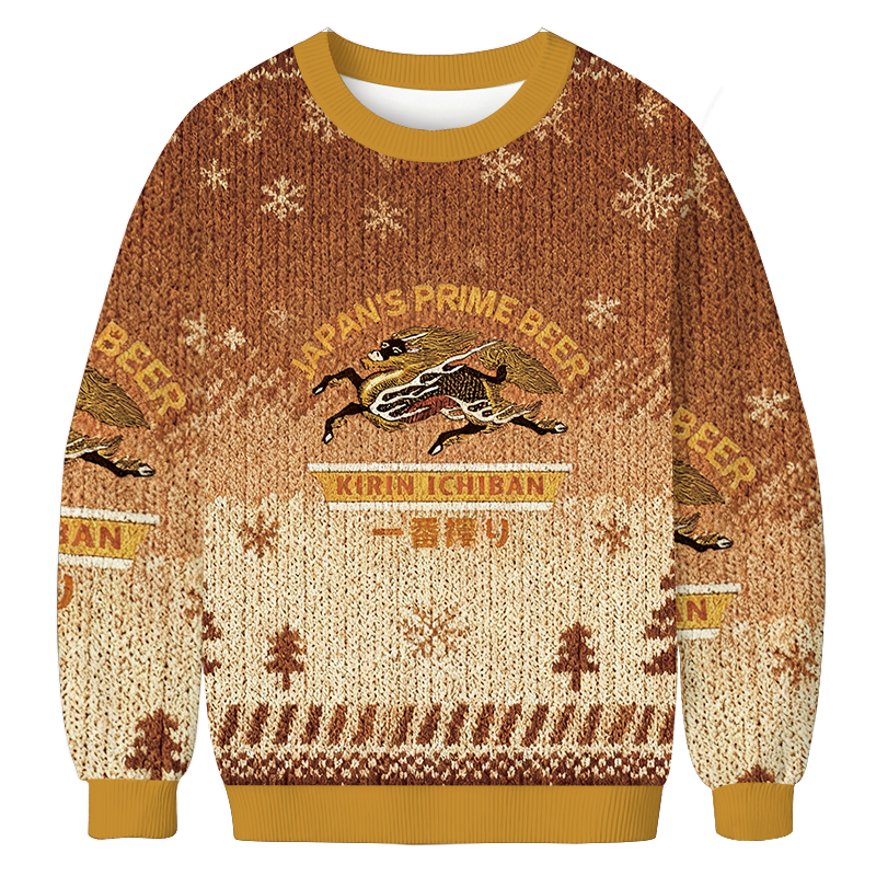 Tokyocanvas Kirin Ichiban Beer Logo Japanese Christmas Ugly Sweatshirt