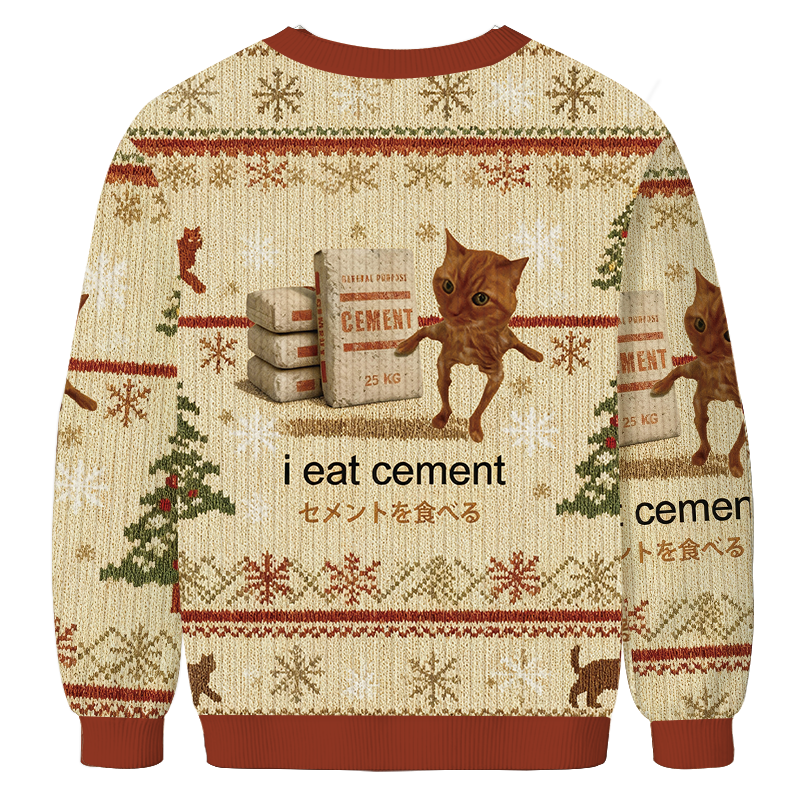 Tokyocanvas I Eat Cement Meme Christmas Ugly Sweatshirt