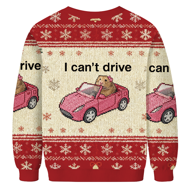 Tokyocanvas I Can't Drive Funny Hamster Meme Christmas Ugly Sweatshirt