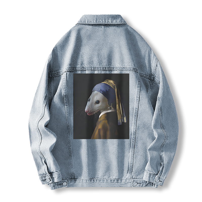 Tokyocanvas Opossum with Pearl Earring Jean Jackets