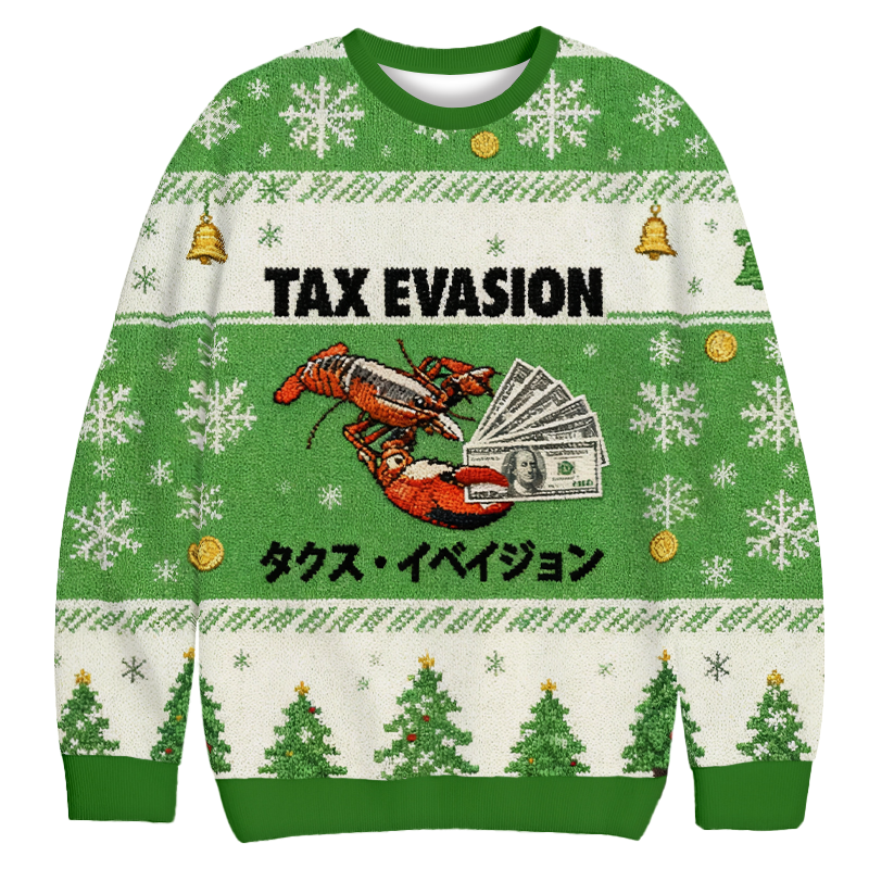 Tokyocanvas Green Tux Evasion Funny Christmas Ugly Sweatshirt