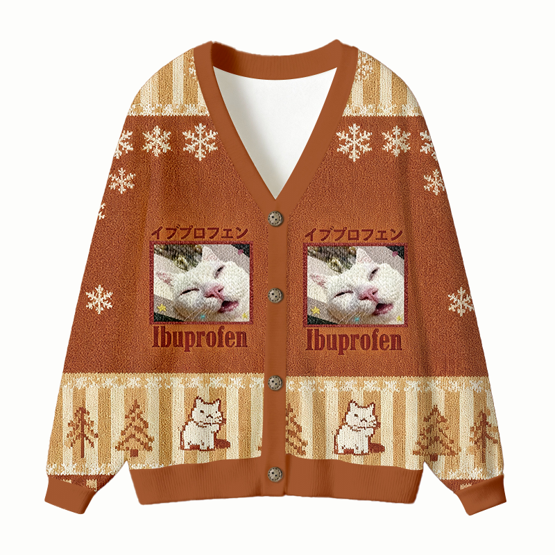Tokyocanvas Ibuprofen Meme Cat Ugly Cardigan Sweatshirt