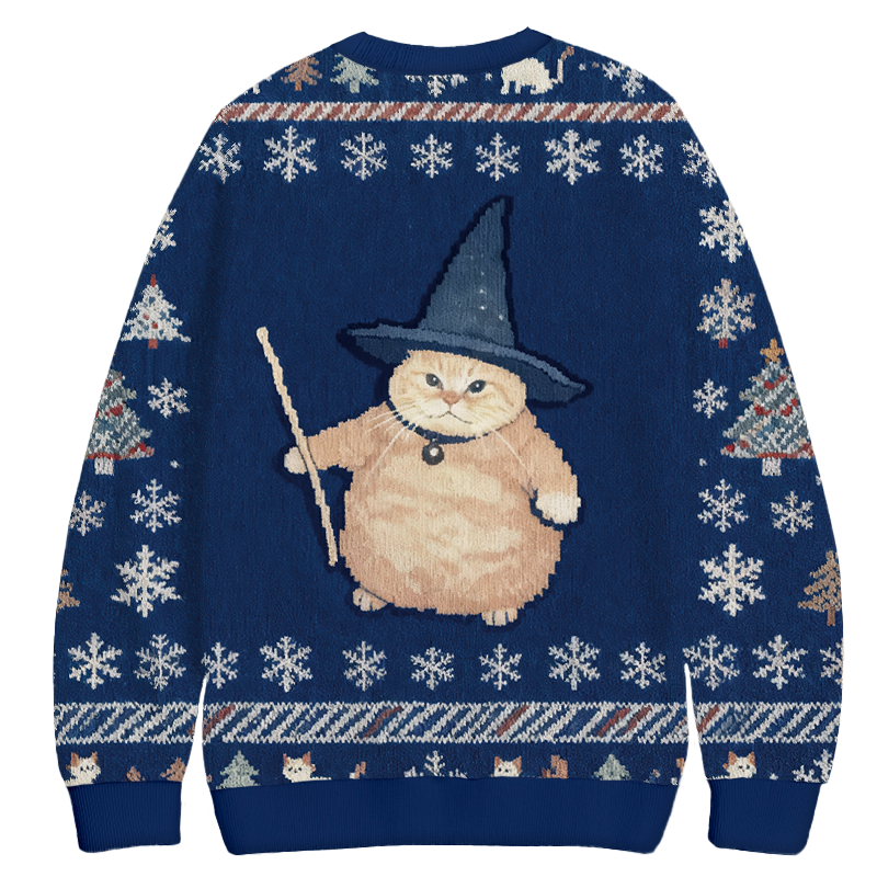 Tokyocanvas Wizard Cat Funny Halloween Christmas Ugly Sweatshirt