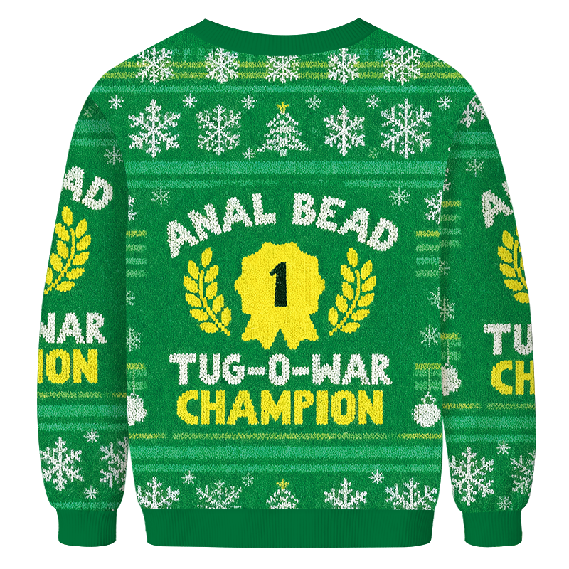 Tokyocanvas Bead Tug O War Champion Funny Green Christmas Ugly Sweatshirt