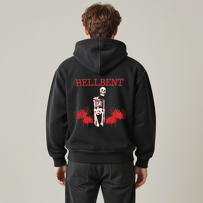 Tokyocanvas Hellbent Skeleton Washed Zip Hoodie