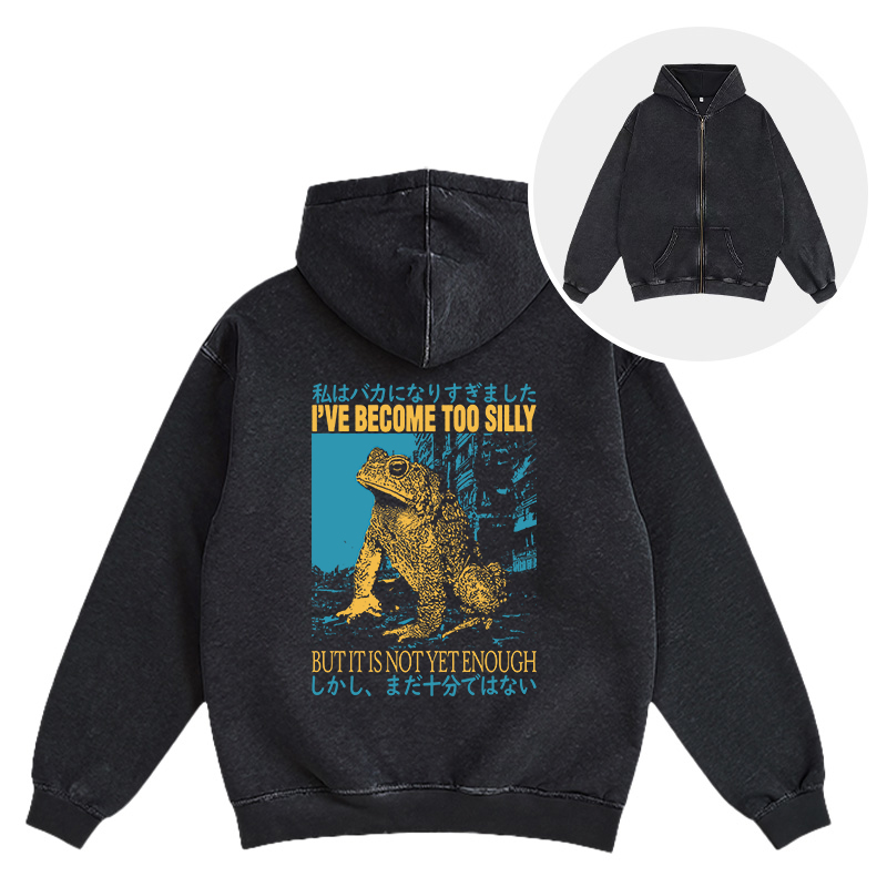 Tokyocanvas I've Become too Silly But It Is not Enough Washed Zip Hoodie