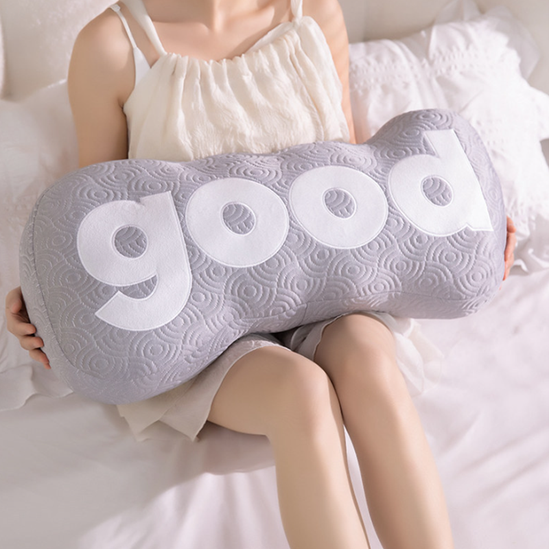 Tokyocanvas Gray GOOD Shaped Throw Pillow