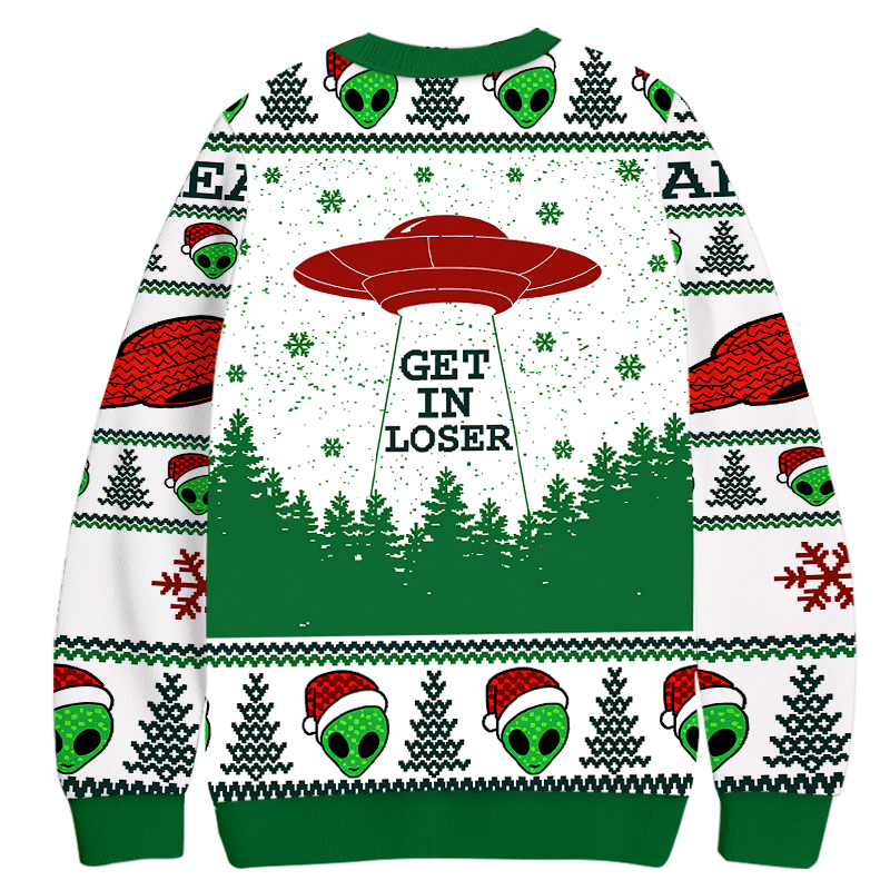 Tokyocanvas Get In Loser Alien Christmas Ugly Sweatshirt